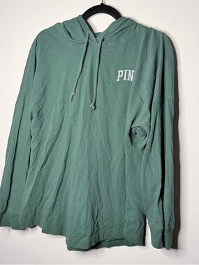 PINK Victoria's Secret Forest Green Hoodie with White Logo